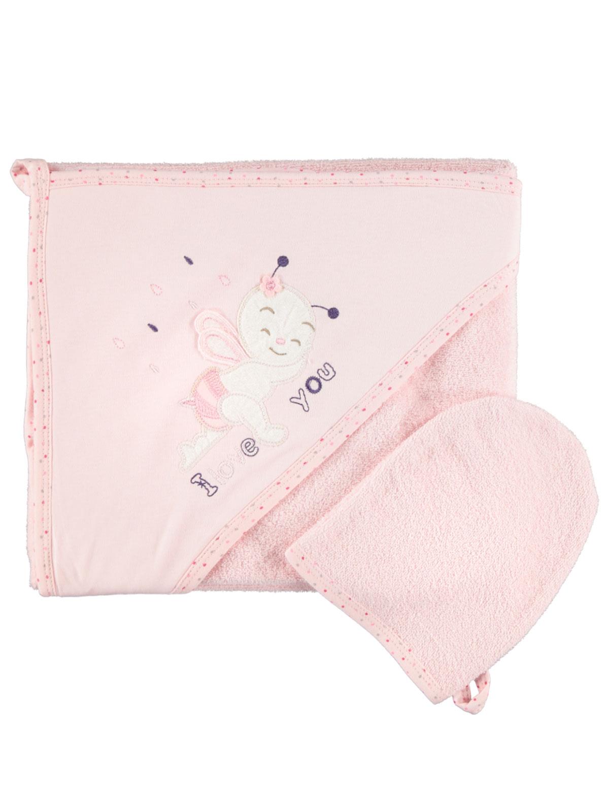 Mınıdamla Arı Nakslı Kurulama Keselı Havlu - Pembe