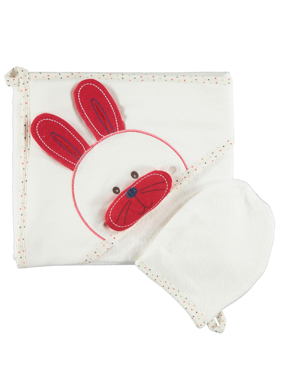 Mınıdamla Tavsan Nakıslı 3 Boyutlu Havlu - Ekru