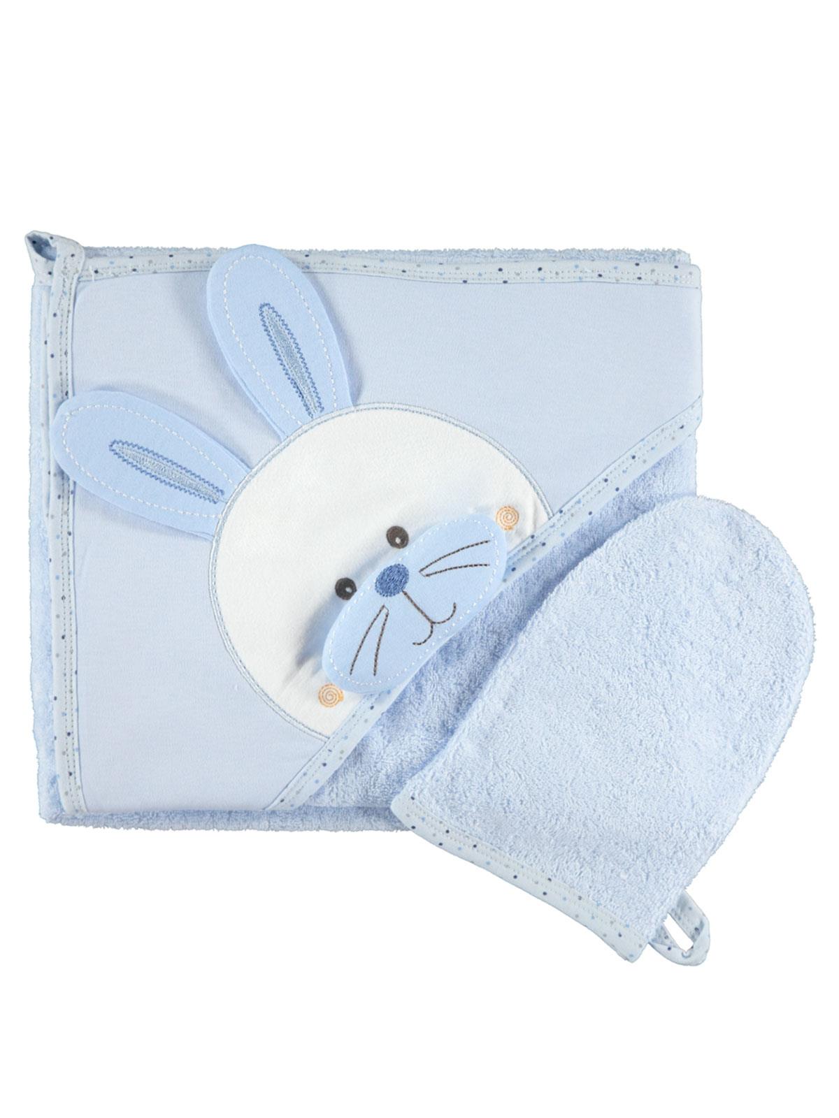 Mınıdamla Tavsan Nakıslı 3 Boyutlu Havlu - Mavi