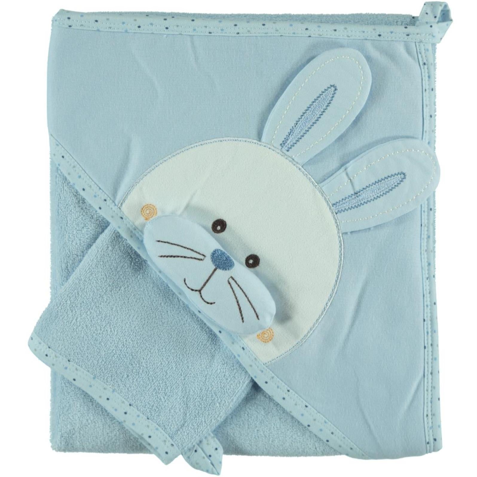 Mınıdamla Tavsan Nakıslı 3 Boyutlu Havlu - Mavi