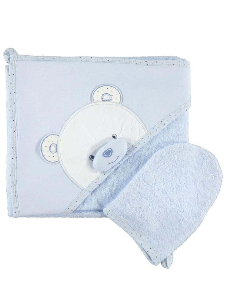 Minidamla Keseli Ayılı Kurulama Havlusu - Mavi