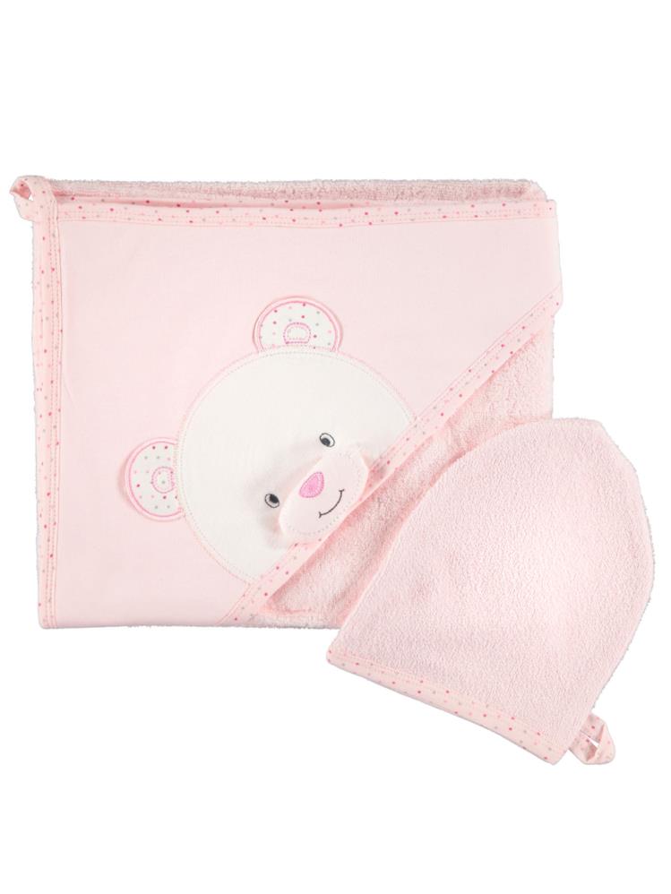 Minidamla Keseli Ayılı Kurulama Havlusu - Pembe