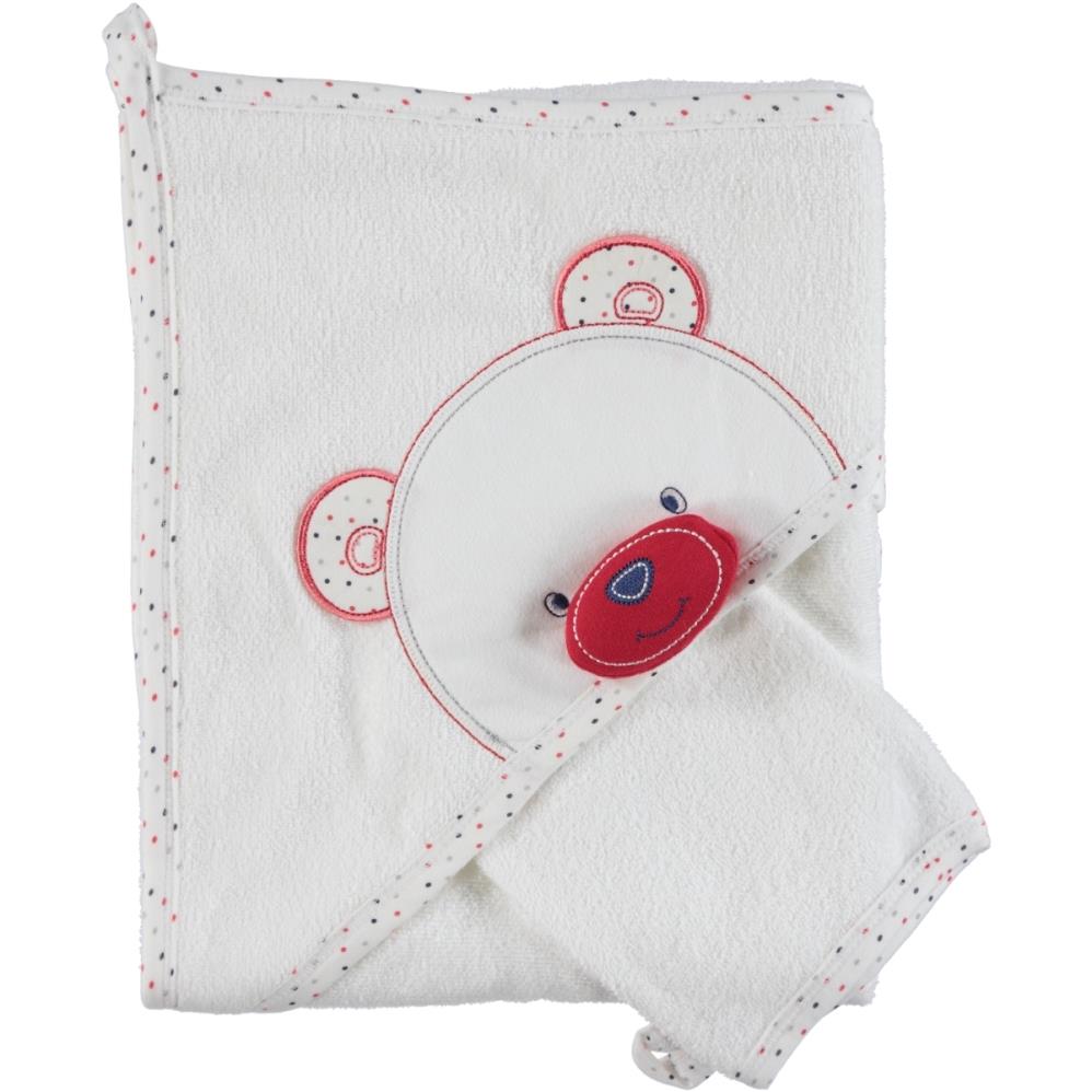Minidamla Keseli Ayılı Kurulama Havlusu - Kırmızı