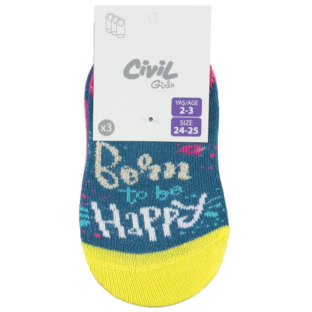 Civil Girls Happy 3'lü 2-12 Yaş Babet Çorap