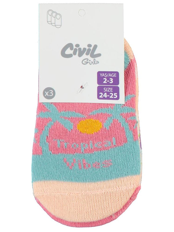 Civil Girls Tropical 3'lü 2-12 Yaş Babet Çorap