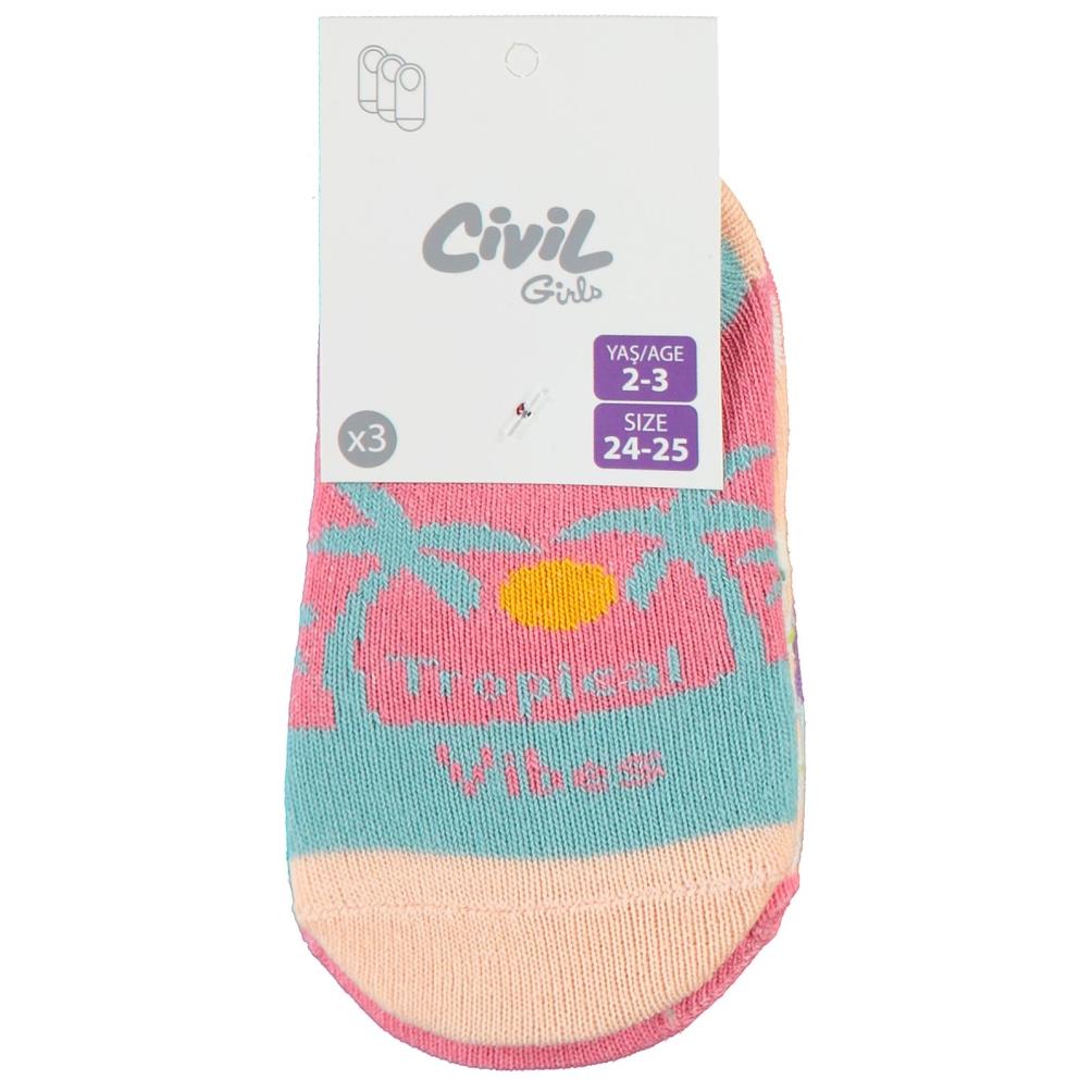 Civil Girls Tropical 3'lü 2-12 Yaş Babet Çorap