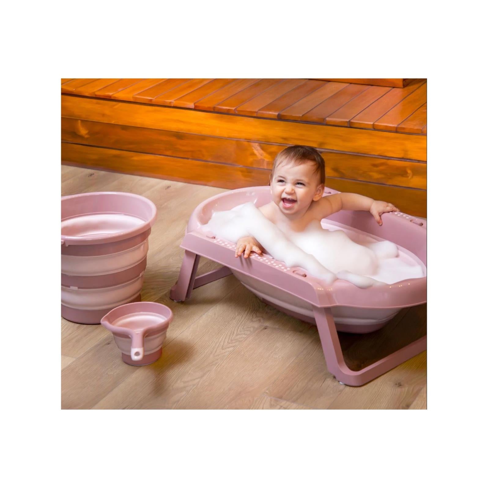 Babyjem 3'lü Katlanır Banyo Set - Pudra