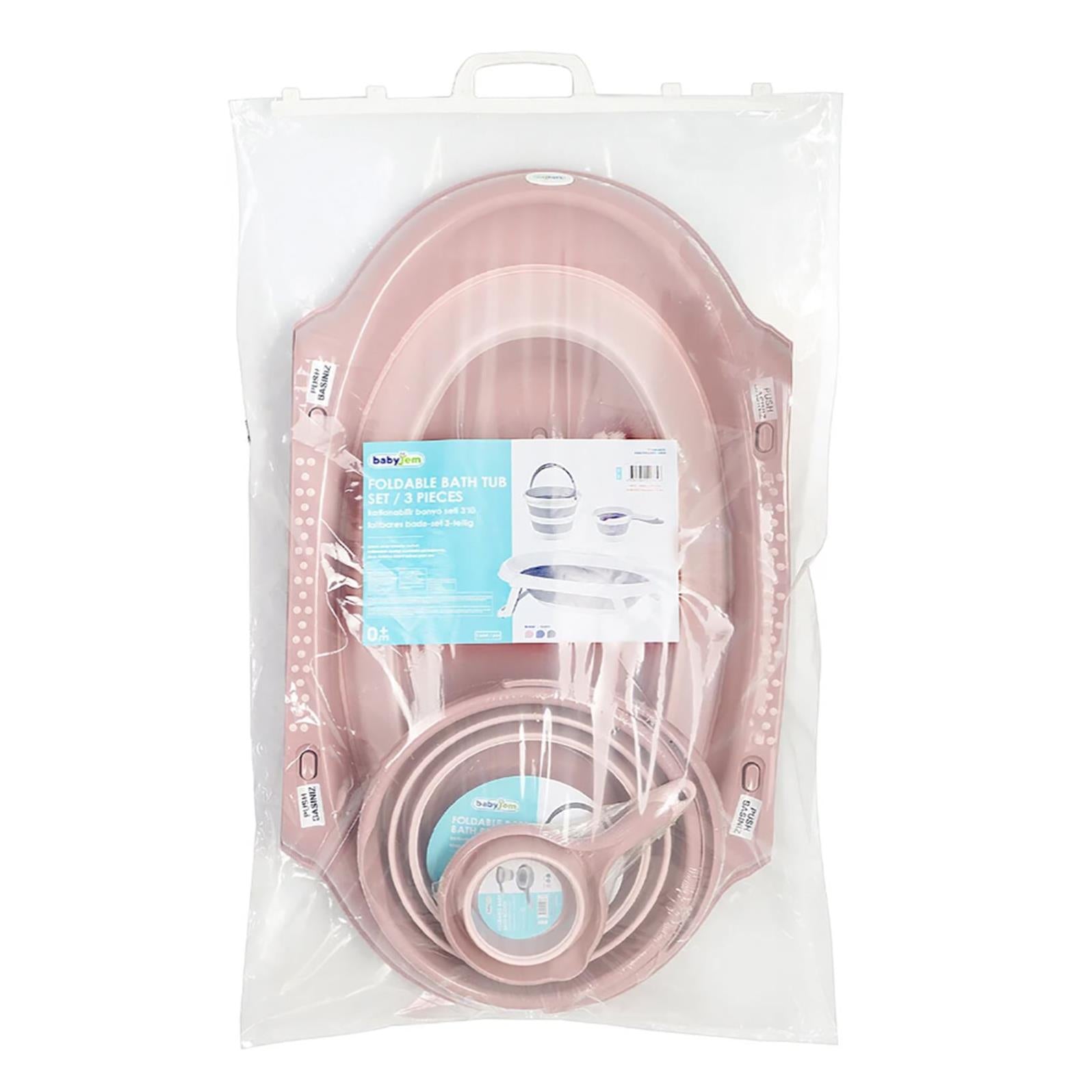 Babyjem 3'lü Katlanır Banyo Set - Pudra