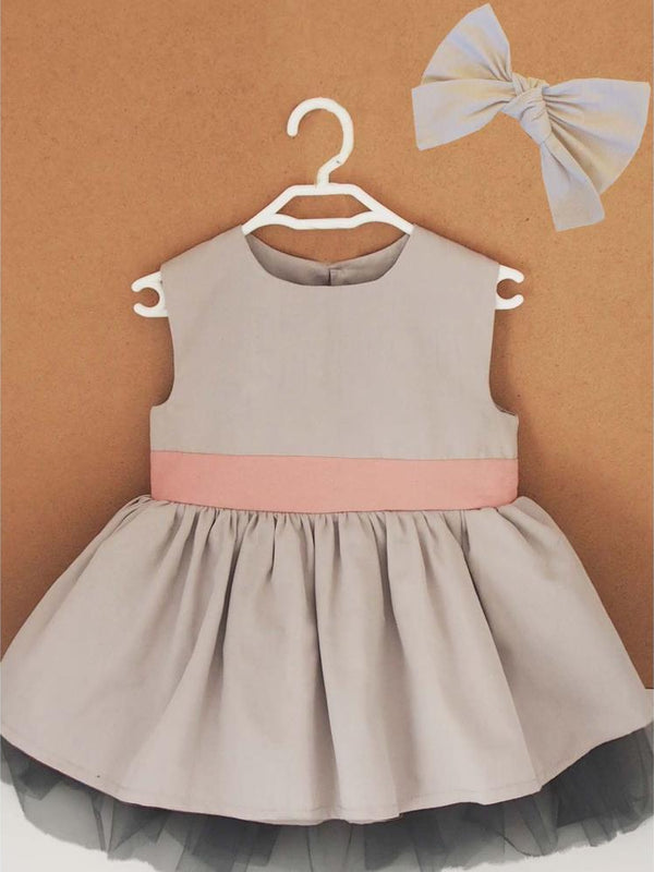 Shecco Babba Fiyonklu Kız Çocuk Tütü Elbise Bandana Takım 6-10 Yaş - Gri