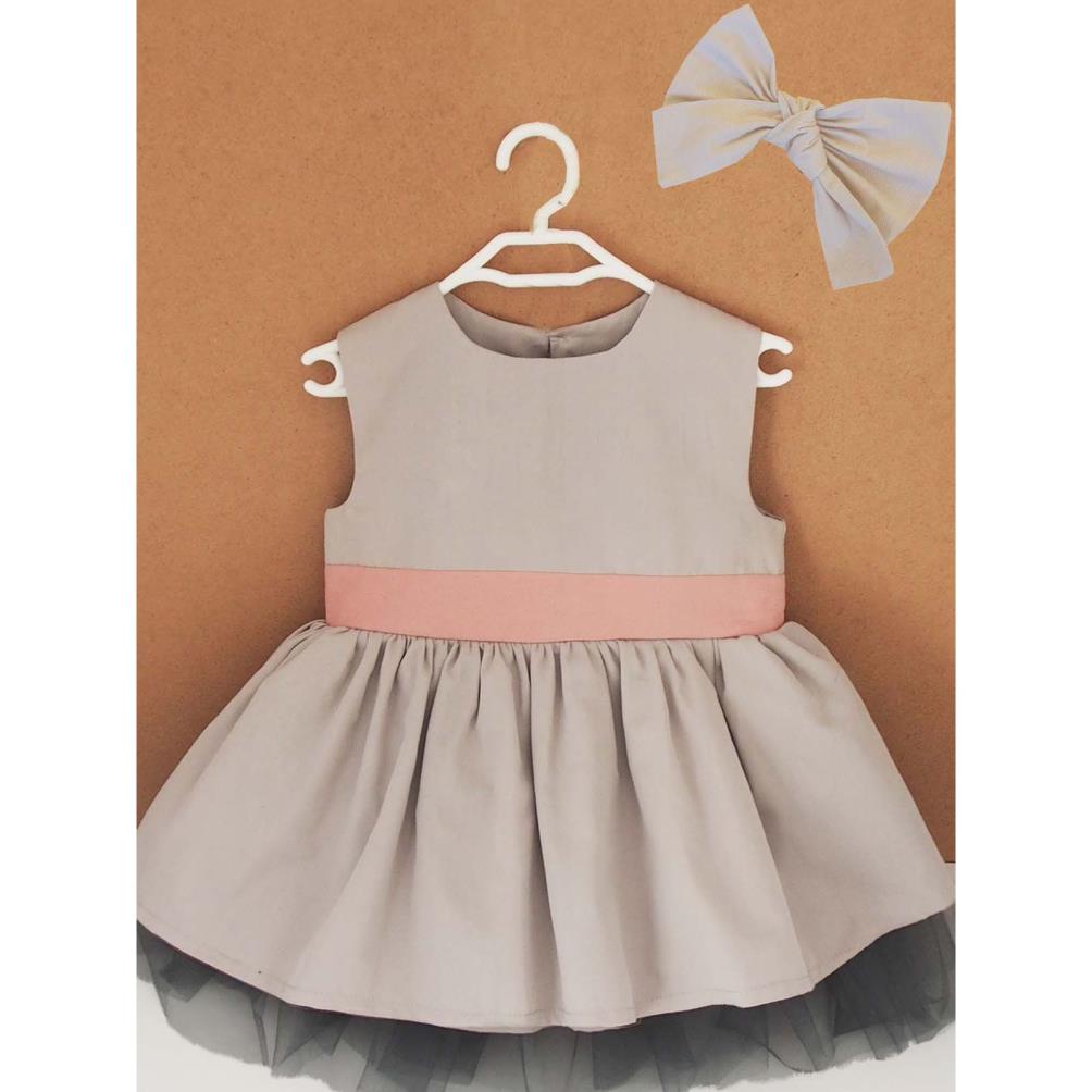 Shecco Babba Fiyonklu Kız Çocuk Tütü Elbise Bandana Takım 6-10 Yaş - Gri