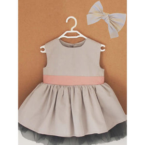 Shecco Babba Fiyonklu Kız Çocuk Tütü Elbise Bandana Takım 6-10 Yaş - Gri