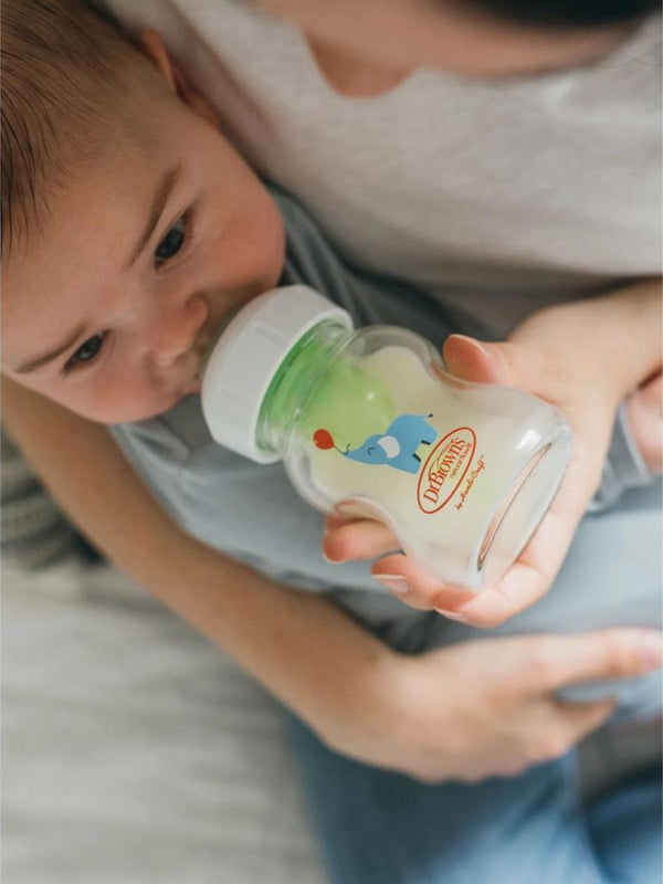 Dr. Browns Geniş Ağız Anti-Kolik Cam Biberon 150 ml Fil Desenli