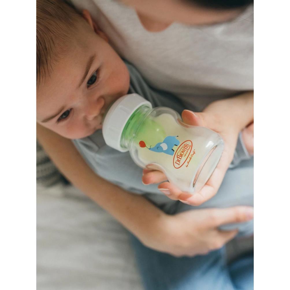 Dr. Browns Geniş Ağız Anti-Kolik Cam Biberon 150 ml Fil Desenli