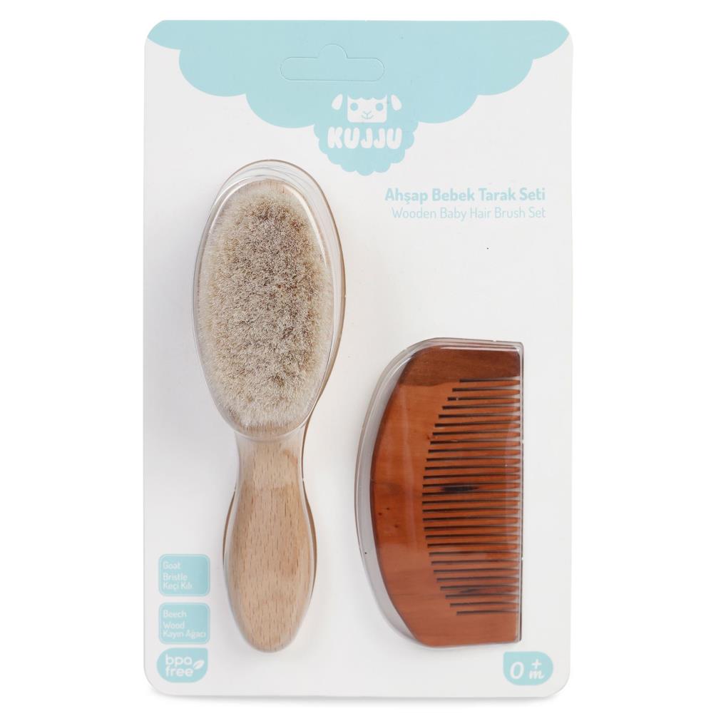 Kujju Doğal Ahşap Bebek Saç Fırçası