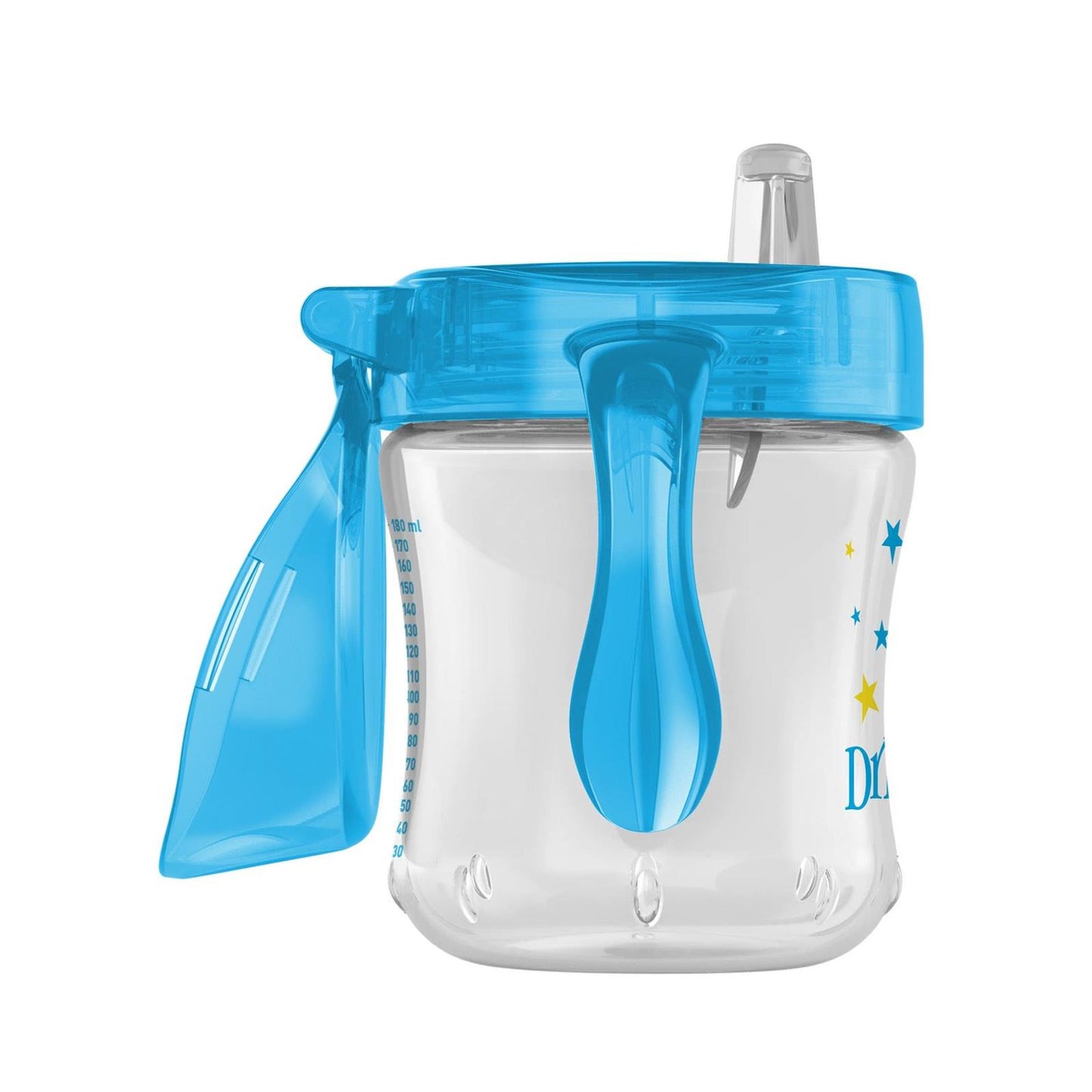 Dr. Browns Silikon ağızlı Alıştırma Bardağı (6m+) 180 ml Mavi Yıldız Desenli