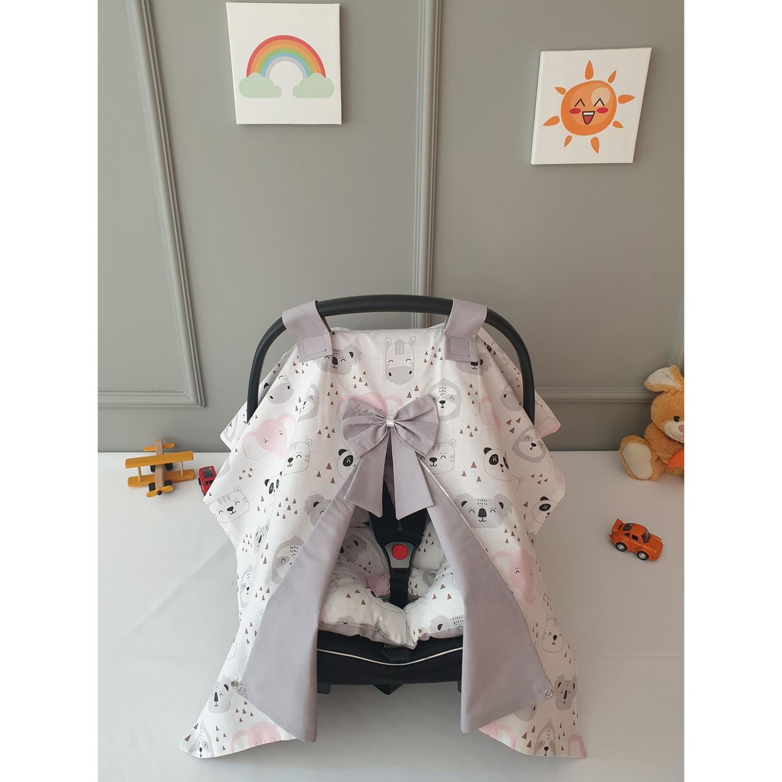 Yuar Baby Puset Örtüsü ve Puset Minderi 2'li Set  - Gri
