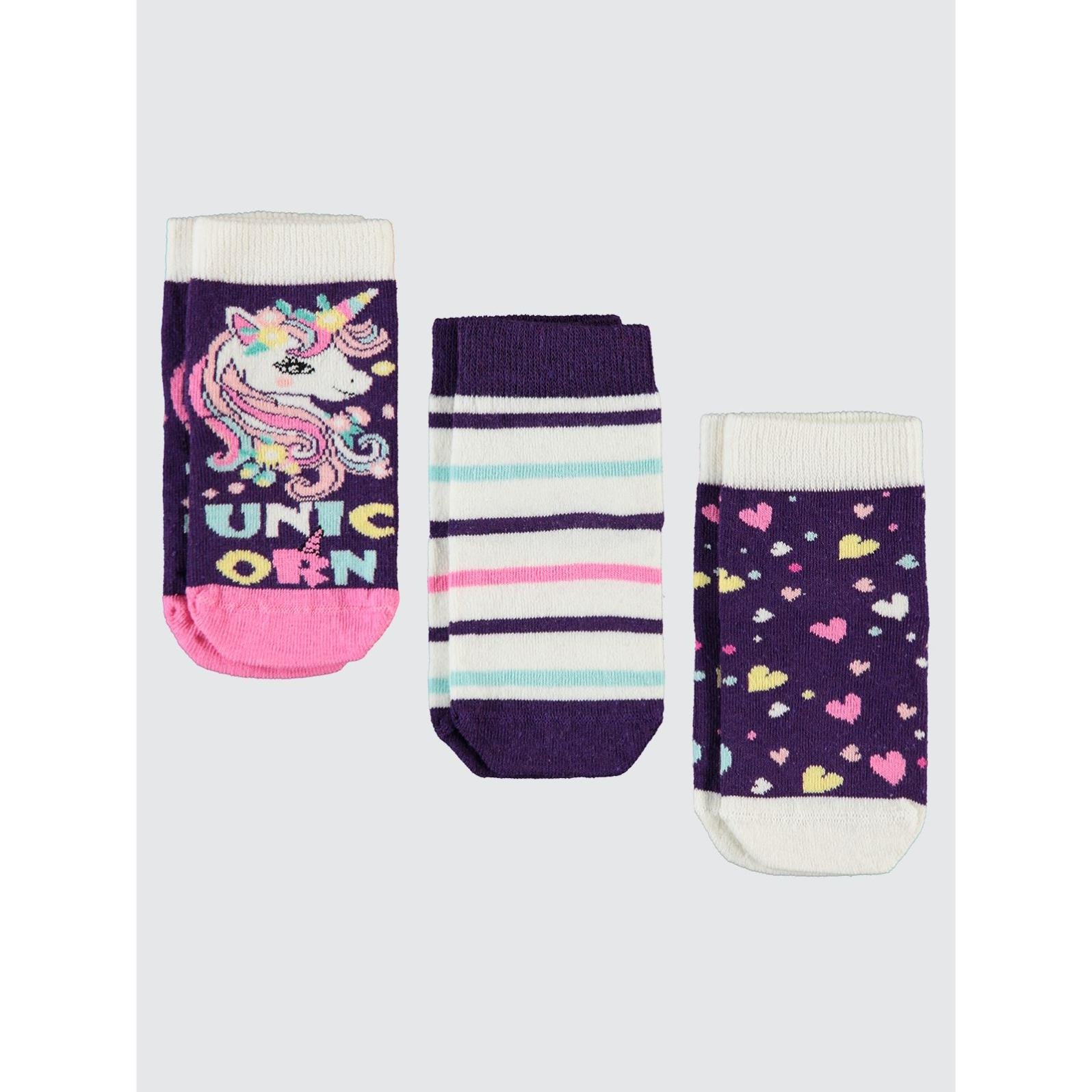 Civil Girls Unicorn 3'lü 3-11 Yaş Kız Soket Çorap