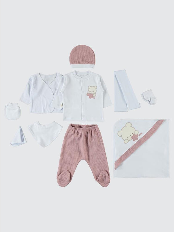 Civil Baby Unisex Bebek 10'lu Zıbın Seti 0-1 Ay - Pudra
