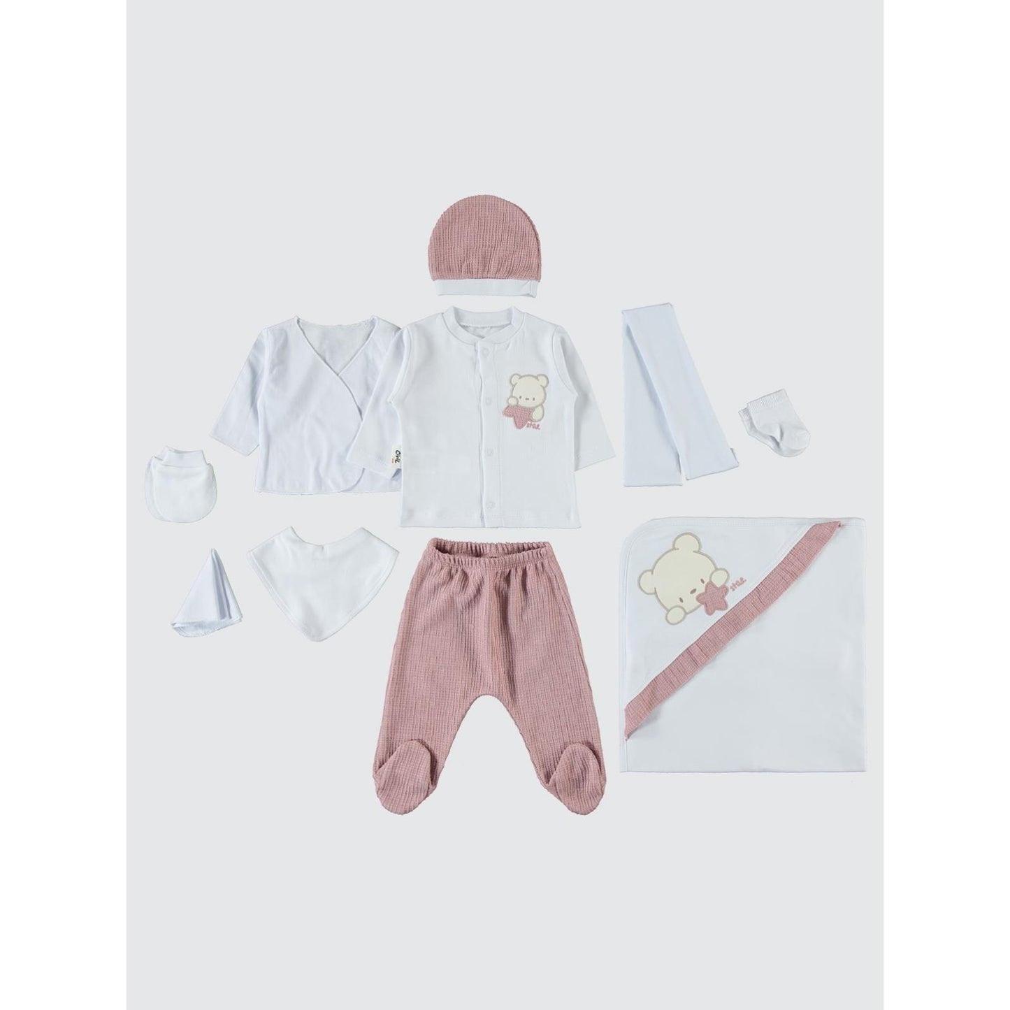 Civil Baby Unisex Bebek 10'lu Zıbın Seti 0-1 Ay - Pudra