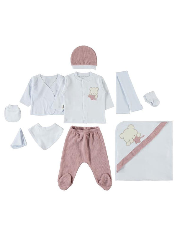 Civil Baby Unisex Bebek 10'lu Zıbın Seti 0-1 Ay - Pudra