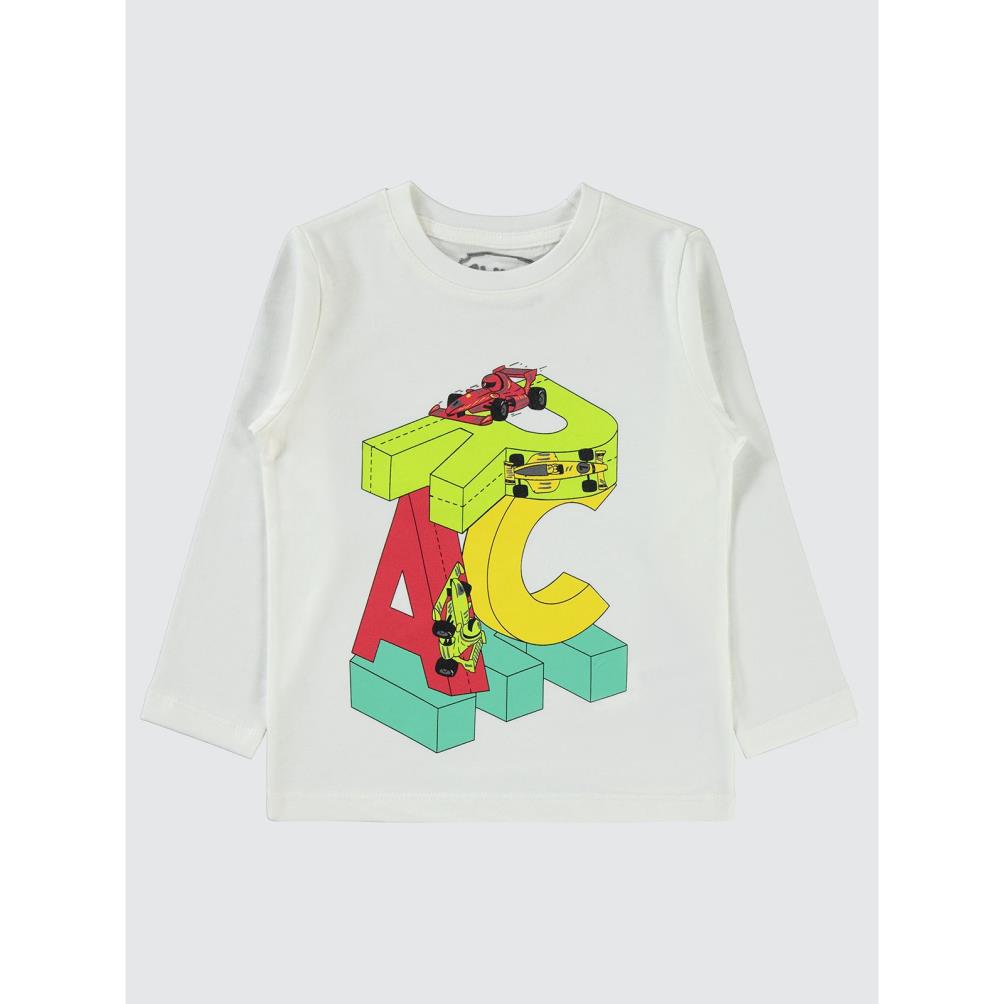 Civil Boys Race Baskı 2-5 Yaş Sweat - Ekru