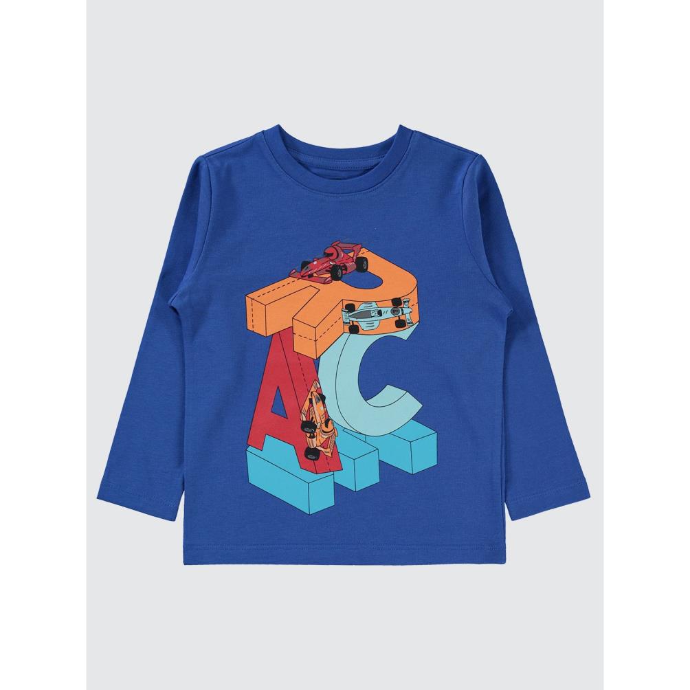 Civil Boys Race Baskı 2-5 Yaş Sweat - Mavi