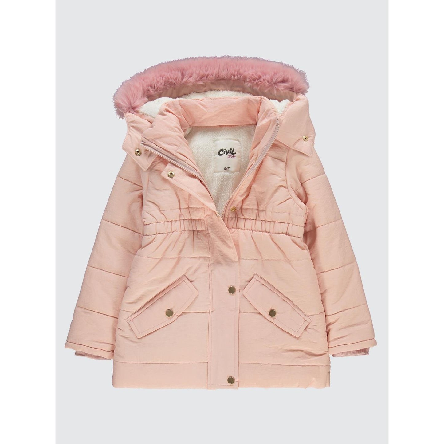 Civil Girls Bel Büzgülü 10-13 Yaş Mont - Pudra