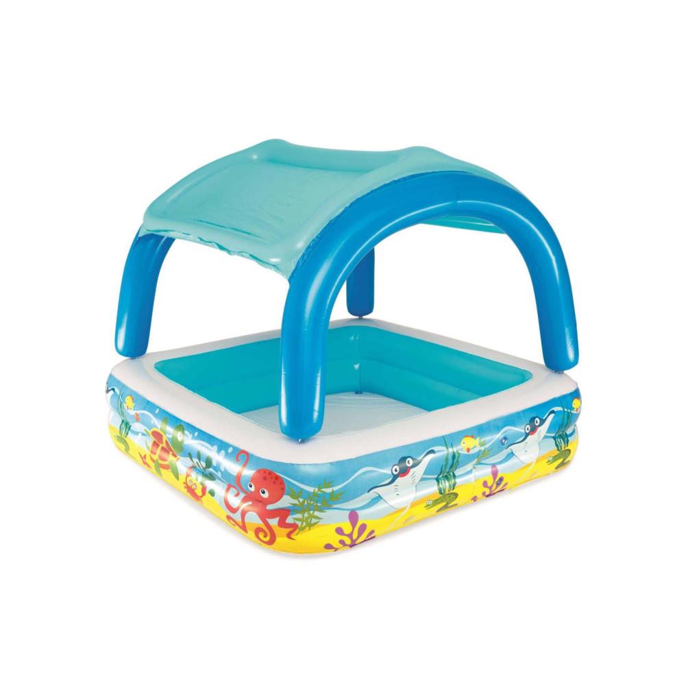 Bestway Can Oyuncak Güneş Korumalı Gölgelikli Büyük Şişme Havuz 140x140x114 cm Mavi