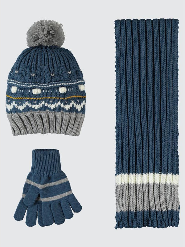 Civil Boys 6-9 Yaş Atkı Bere Eldiven Set - Mavi