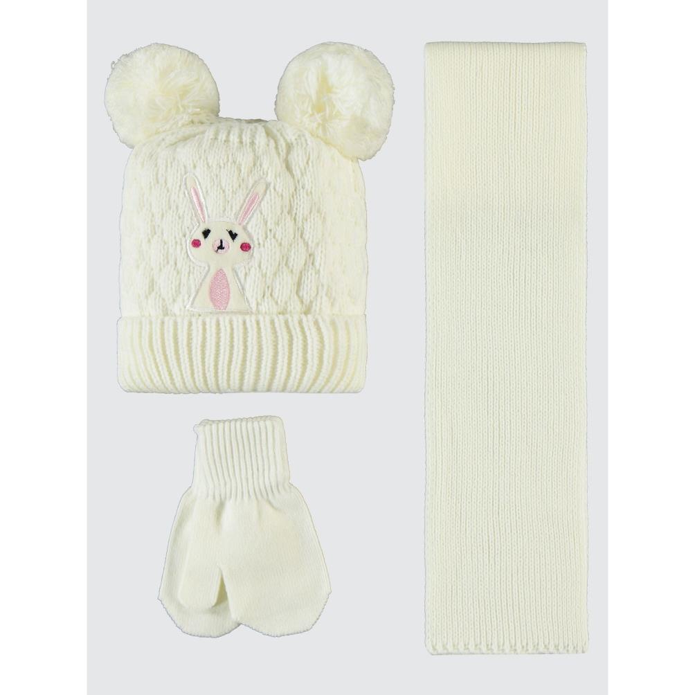 Civil Baby 6-24 Ay Atkı Bere Eldiven Set - Ekru