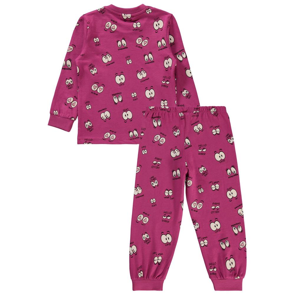 Civil Girls Göz Desenli 2-5 Yaş Pijama Takımı - Fusya