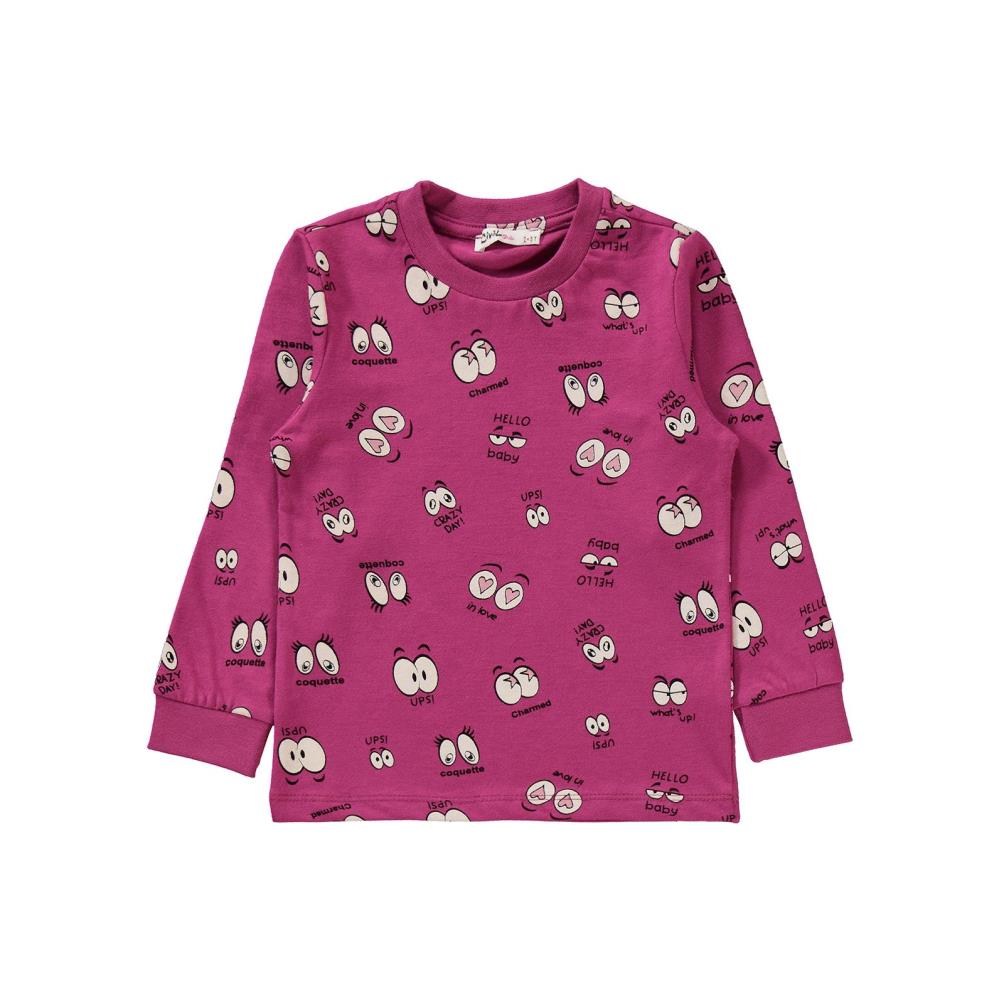Civil Girls Göz Desenli 2-5 Yaş Pijama Takımı - Fusya