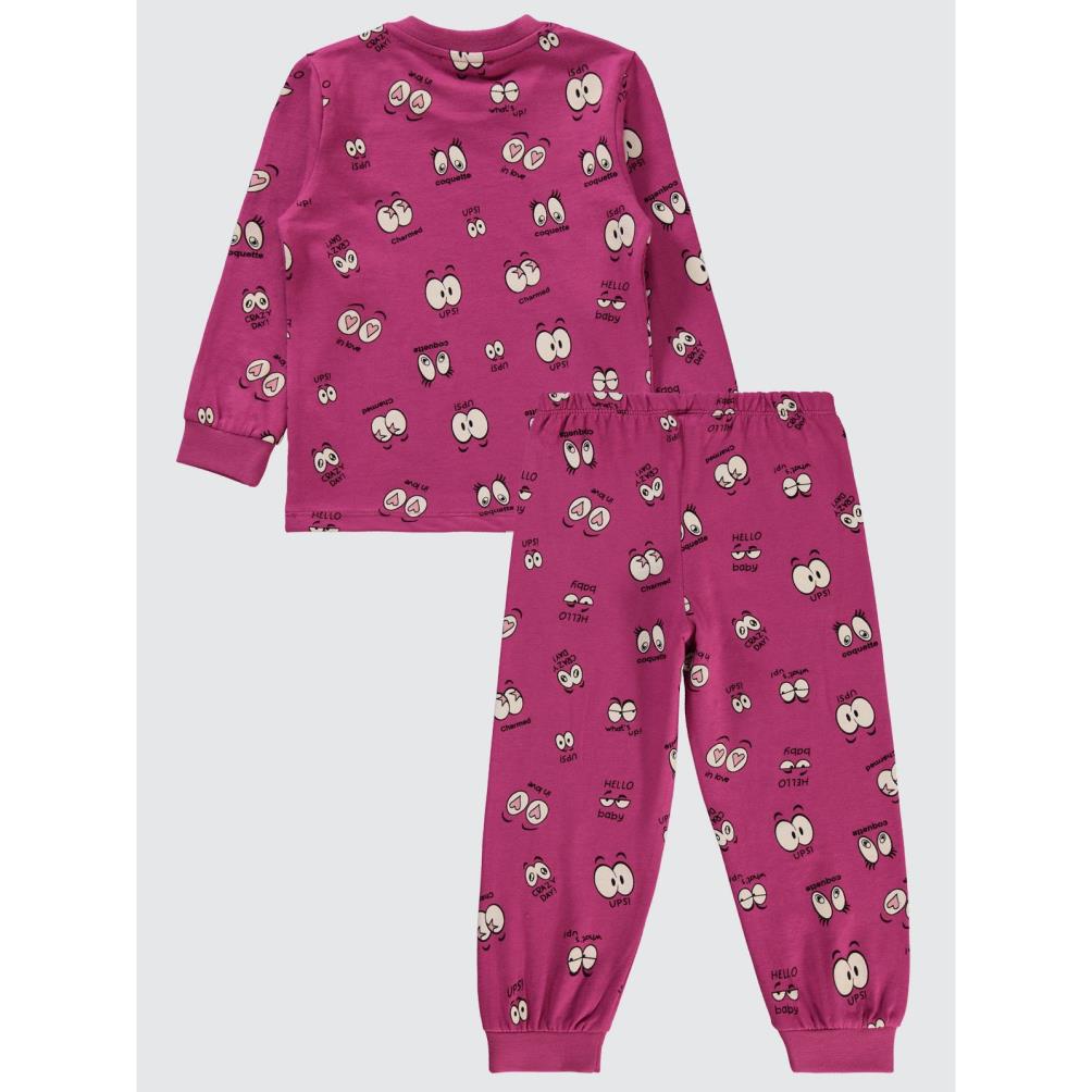 Civil Girls Göz Desenli 2-5 Yaş Pijama Takımı - Fusya