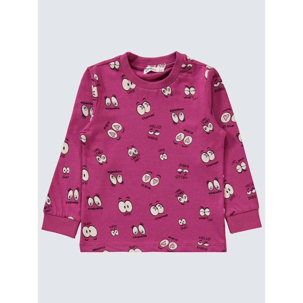 Civil Girls Göz Desenli 2-5 Yaş Pijama Takımı - Fusya