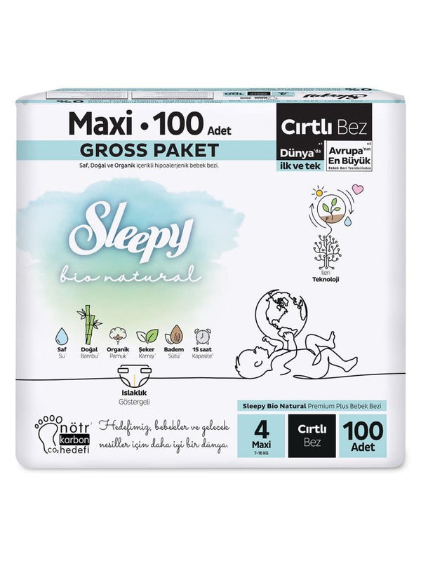 Sleepy Bio Naturel Bebek Bezi Gross Paket 4 Beden Maxi 100'lü