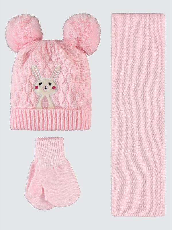 Civil Baby 6-24 Ay Atkı Bere Eldiven Set - Pembe