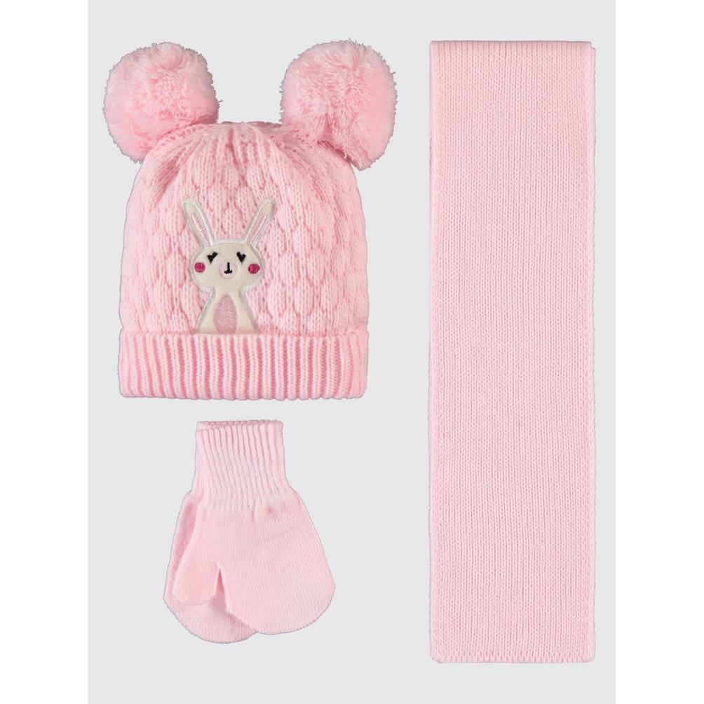 Civil Baby 6-24 Ay Atkı Bere Eldiven Set - Pembe