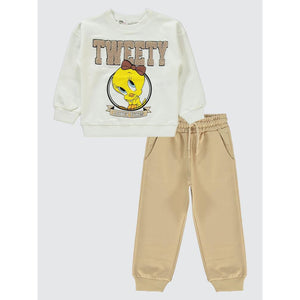 Tweety 2-5 Yaş Eşofman Takımı - Ekru