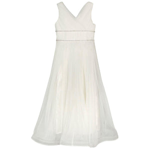 Civil Girls Beli Taşlı Tüylü 6-14 Yaş Abiye - Kırık Beyaz