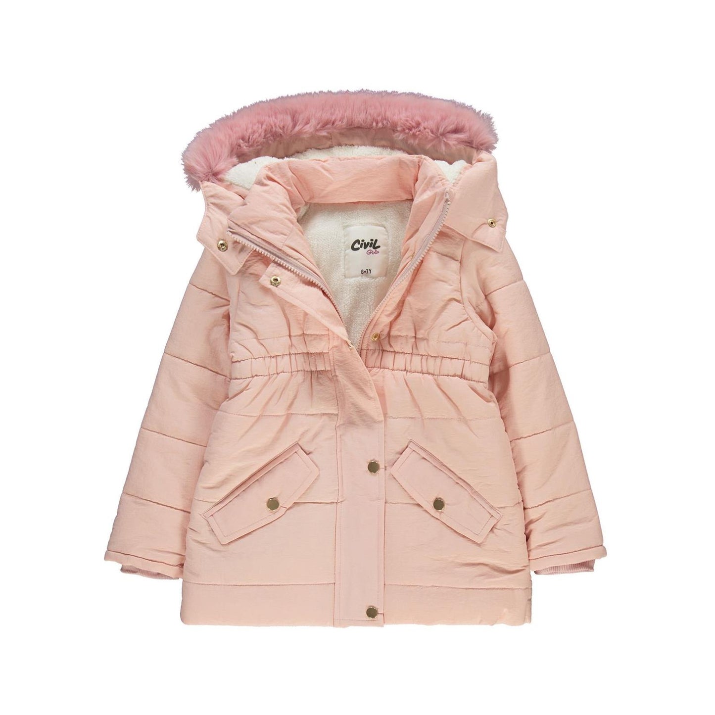 Civil Girls Bel Büzgülü 10-13 Yaş Mont - Pudra