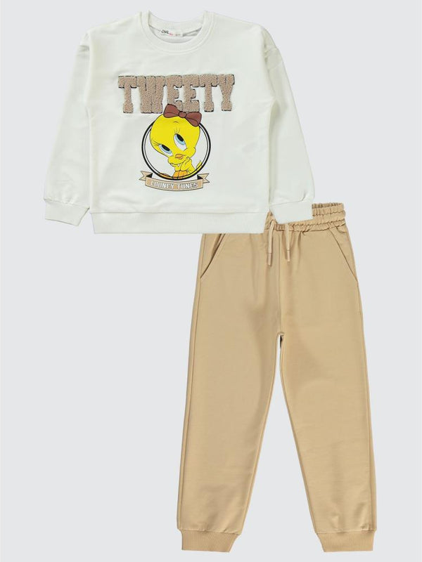 Tweety 6-9 Yaş Eşofman Takımı - Ekru