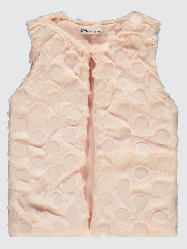 Civil Girls Pelüş 6-9 Yaş Yelek - Pudra