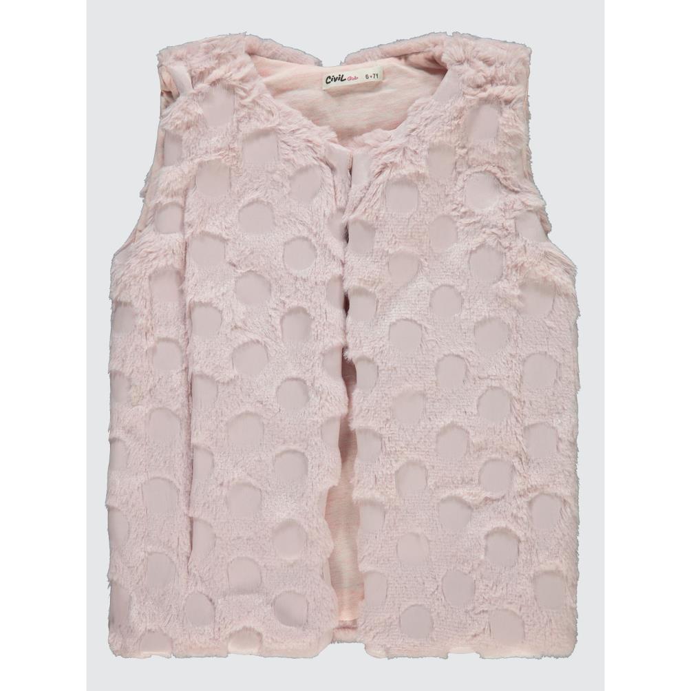 Civil Girls Pelüş 6-9 Yaş Yelek - Pudra
