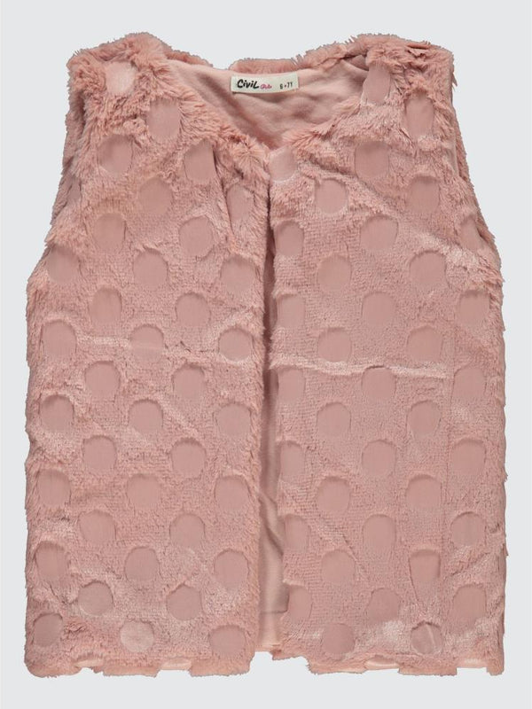 Civil Girls Pelüş 6-9 Yaş Yelek - Pudra