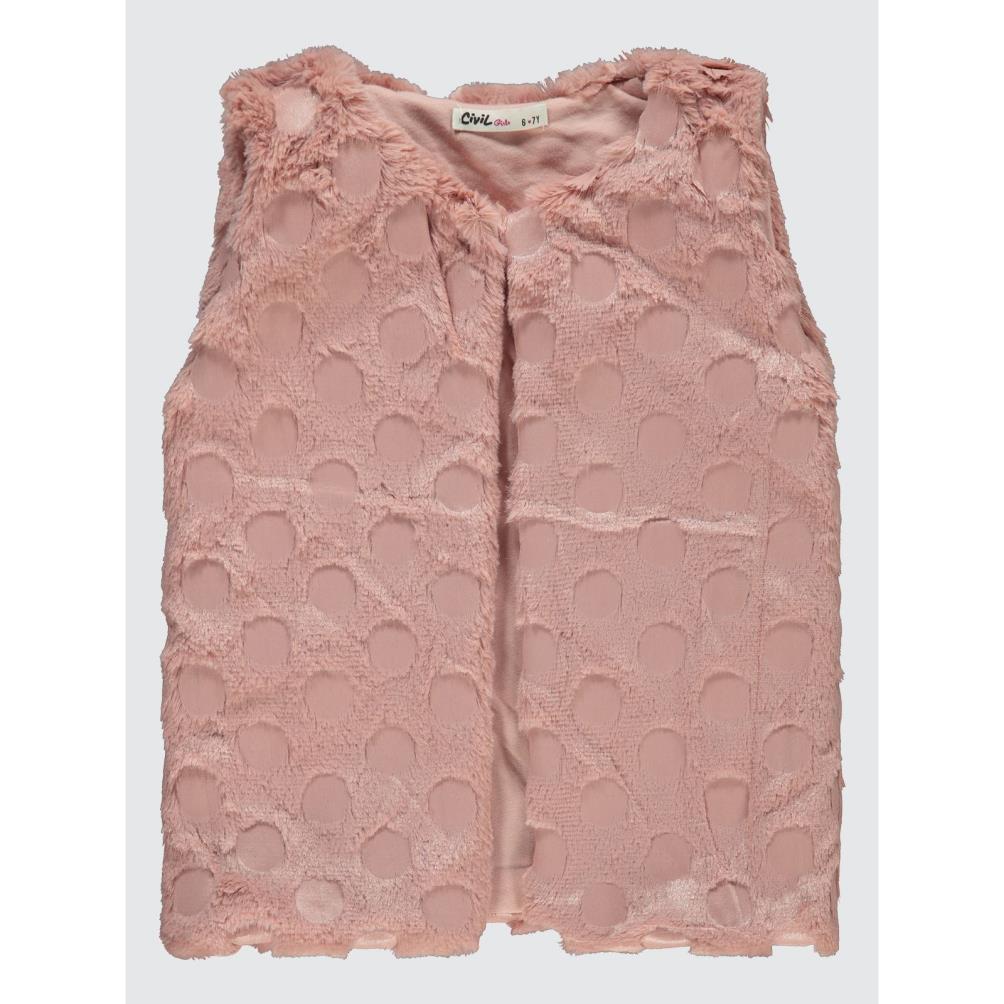 Civil Girls Pelüş 6-9 Yaş Yelek - Pudra