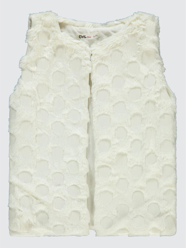 Civil Girls Pelüş 6-9 Yaş Yelek - Ekru