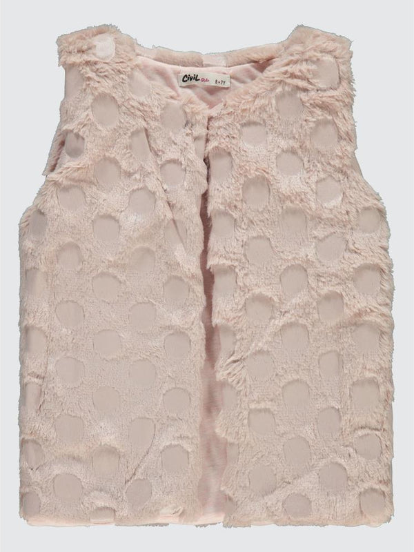 Civil Girls Pelüş 6-9 Yaş Yelek - Pudra