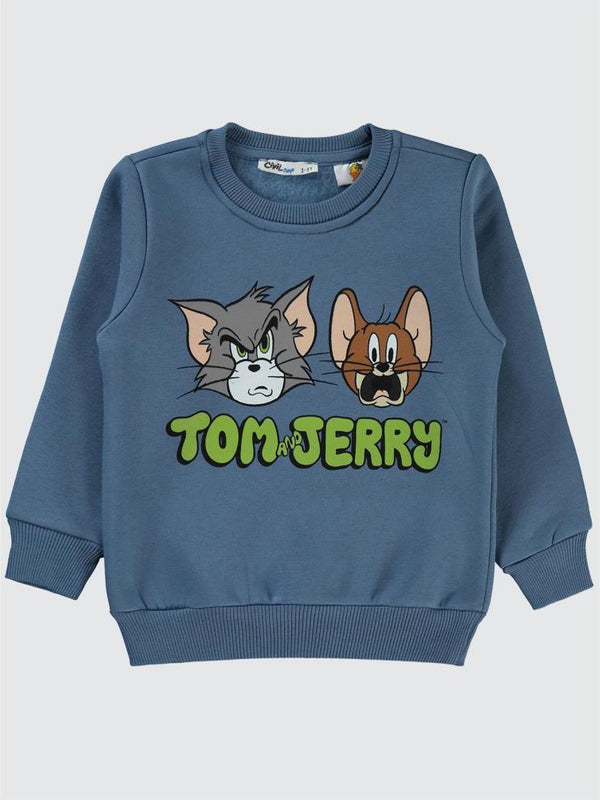 Tom And Jerry Baskılı 2-5 Yaş Sweatshirt - Mavi