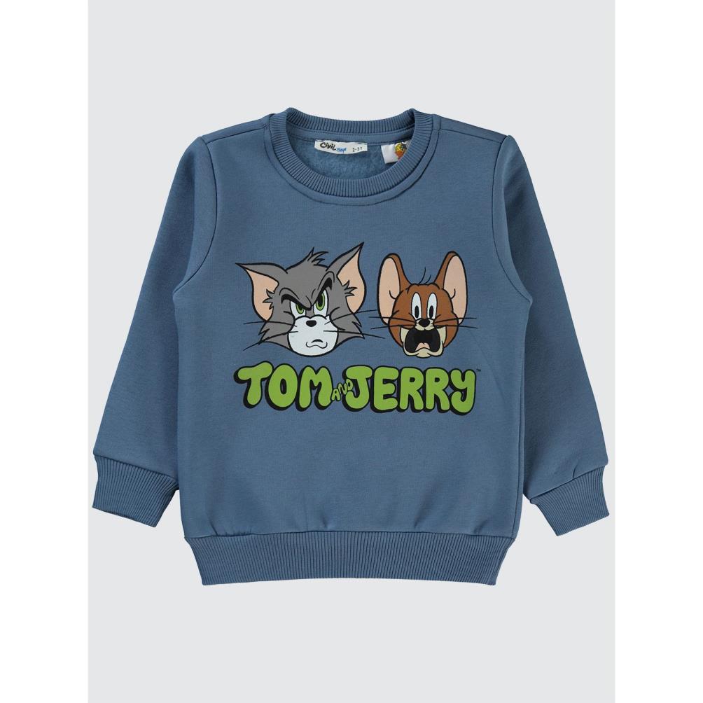 Tom And Jerry Baskılı 2-5 Yaş Sweatshirt - Mavi