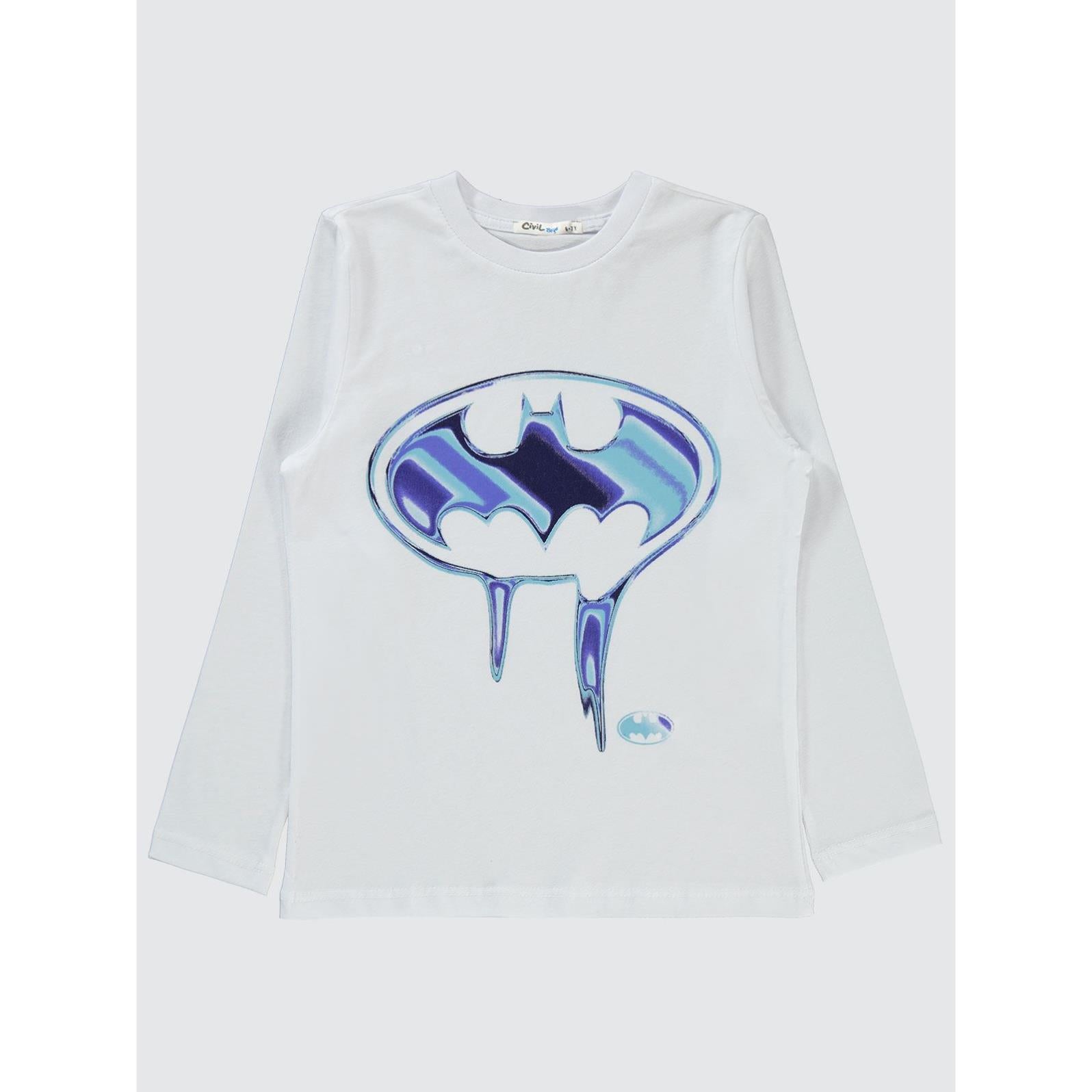 Batman Baskılı 10-13 Yaş Sweatshirt - Beyaz